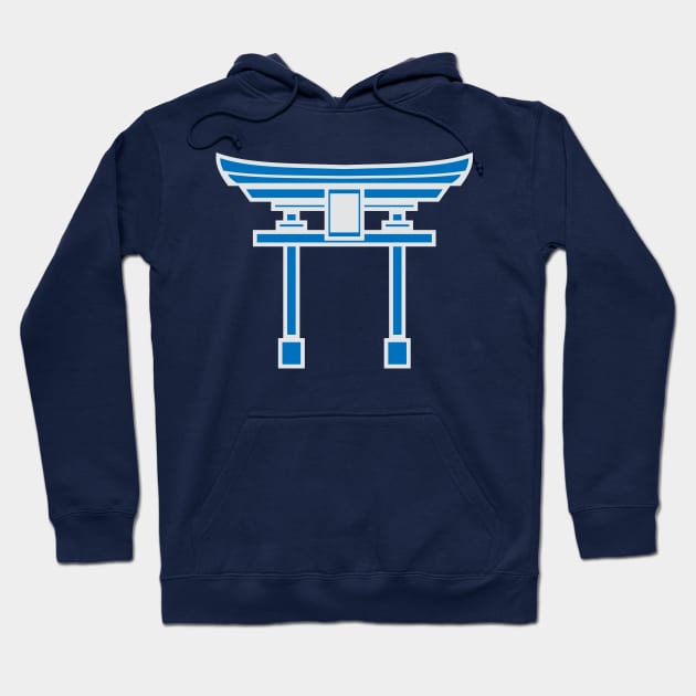 Torii gate (blue) Hoodie by PabloDeChenez